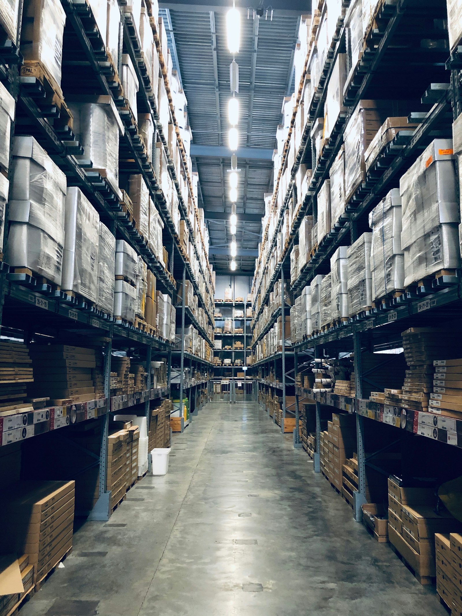 Warehouse aisle in a logistics facility — Ontario's biggest industry